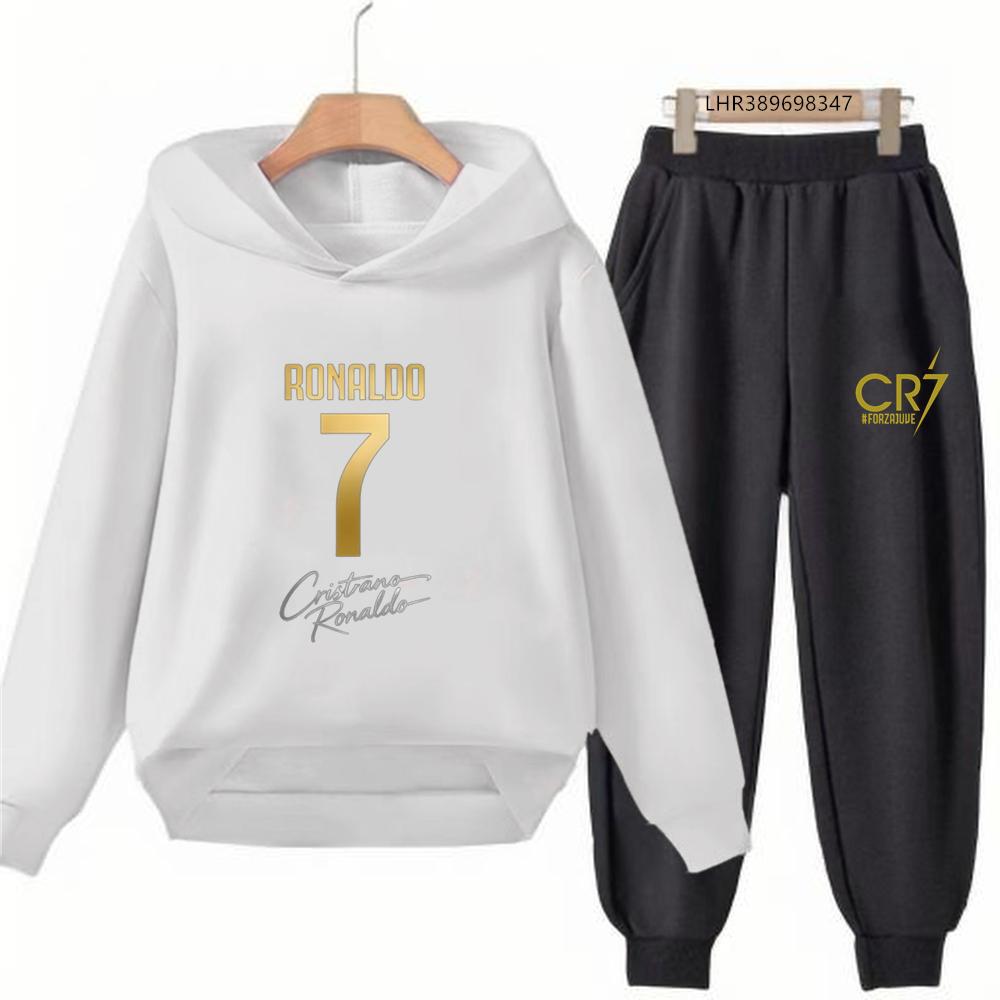 Autumn Football Star 3-12 Years Children Hoodie+Pants Suit Kid Sweatshirt 2Pcs Sets Boys Girls Trousers Toddler Tracksuits