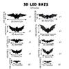 3D LED Bats Lighted 3D Bat Design LED Decoration 12 Pieces Wall Stickers Spooky Decals For Porch Window Living Room Bathroom