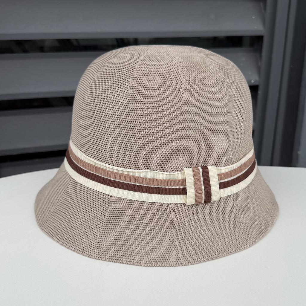 Simple and thin breathable knitted basin hat women's face protection sunscreen bucket hat summer travel sunscreen visor