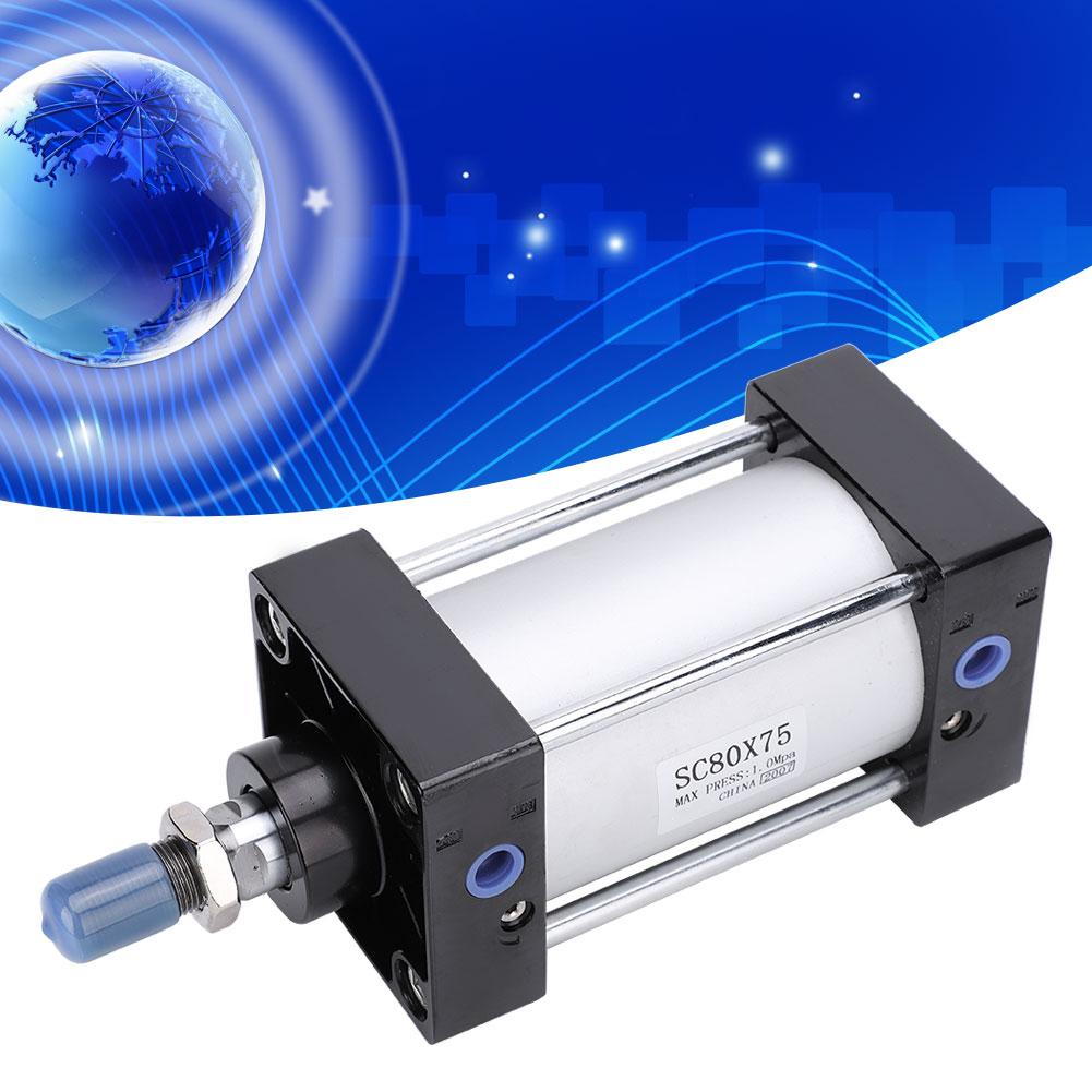 Cilindro Pneumático Fino Componentes Pneumáticos Liga de Alumínio Curso 75mm SC80 x 75