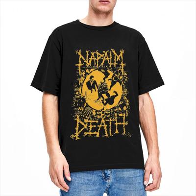 Herren Damen Napalm Death Musikband T-Shirt Death Metal 100% Baumwolle Oberteile Fantastisches Kurzarm Rundhals T-Shirt Übergröße Shirt