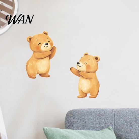 Removable Wall Decal Bear Design Window Sticker, Self-Adhesive Waterproof PVC for Living Room Bedroom Entrance Hall Home Decor Durable Sticker
