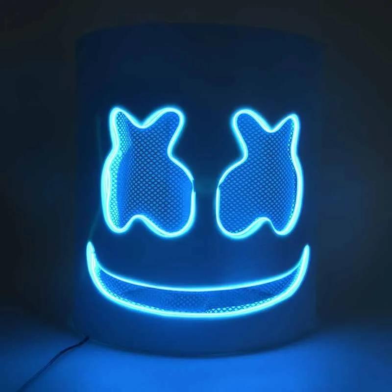 LED Marshmallow Mask Light Up Full Face DJ Helmet For Halloween Cosplay, Rave Music Festival Party Luminous Headgear