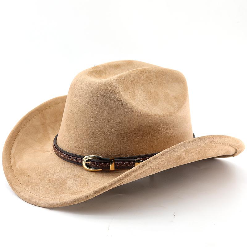 New Fashion Suede Cowboy Fedoras Cap Retro Unisex Outdoors Big Brim Top Hat Western Style Handsome Britain Panama Jazz Hat
