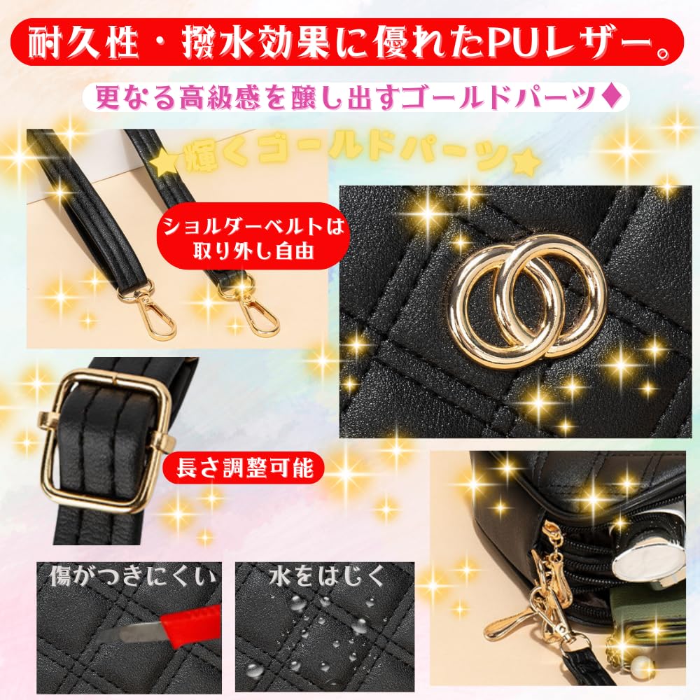 ORIJIRI Damen-Handtasche, Kleine Umhängetasche, Geldbörsen-Tasche, Niedliche Umhängetasche, PU-Leder, 3-Wege Mini-Umhängetasche