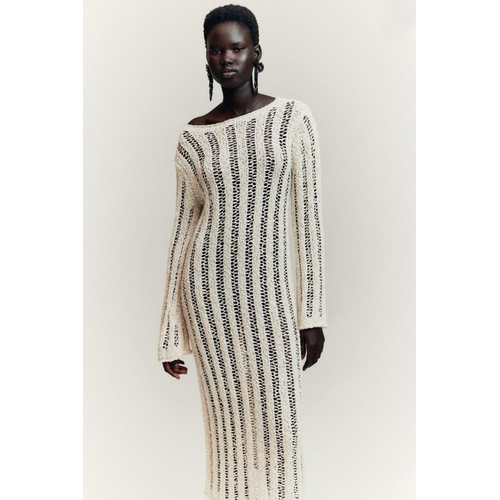 

Трикотажное платье HM Ladder Stitch, светло-серое