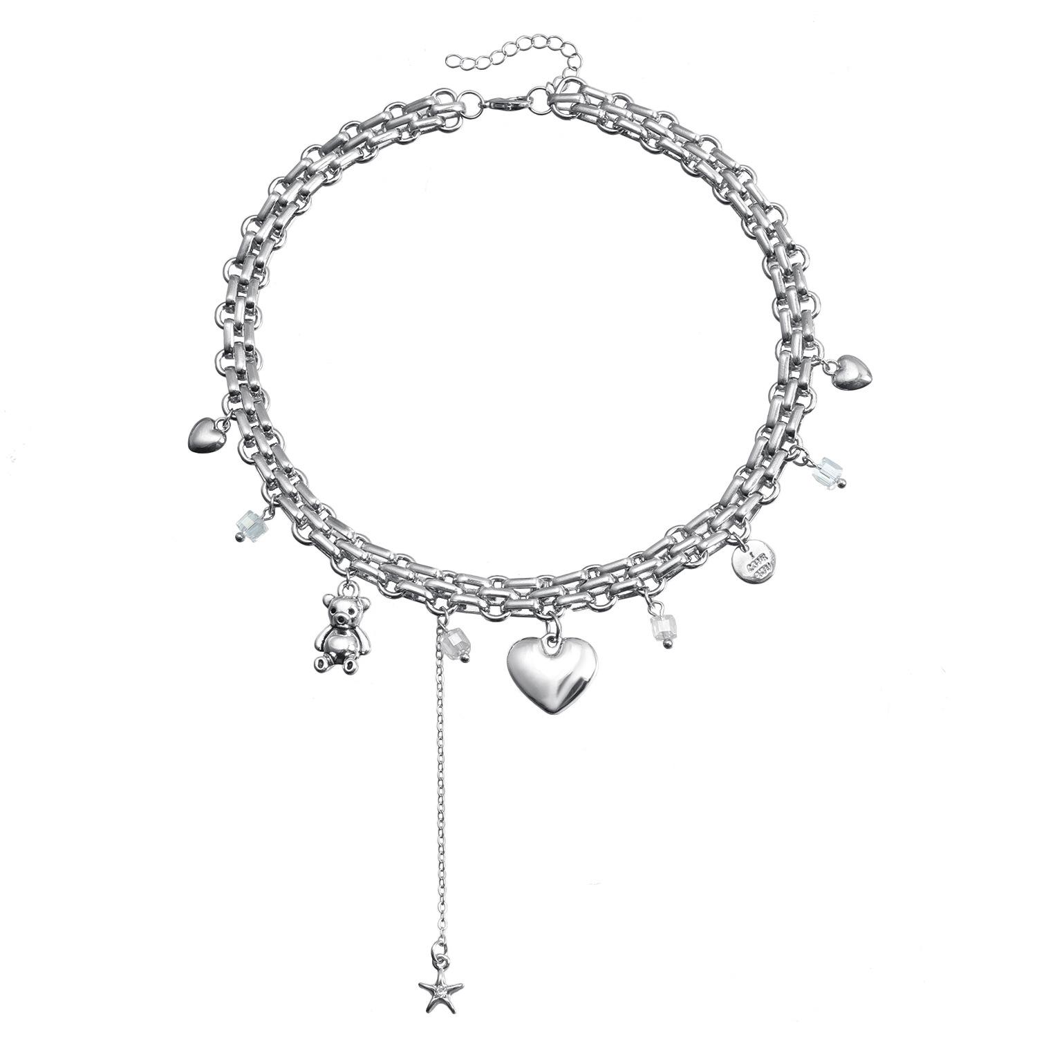 

Ювелирные изделия Металлическая текстура Элемент медведя любви Подвеска Цепочка на ключицу Изысканное простое ожерелье Аксессуары