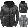Men's Daily Outdoor Jacket Long Sleeve Thick Hooded Warm Coat Solid Color Sports Running Zip Design Fashion Cardigan