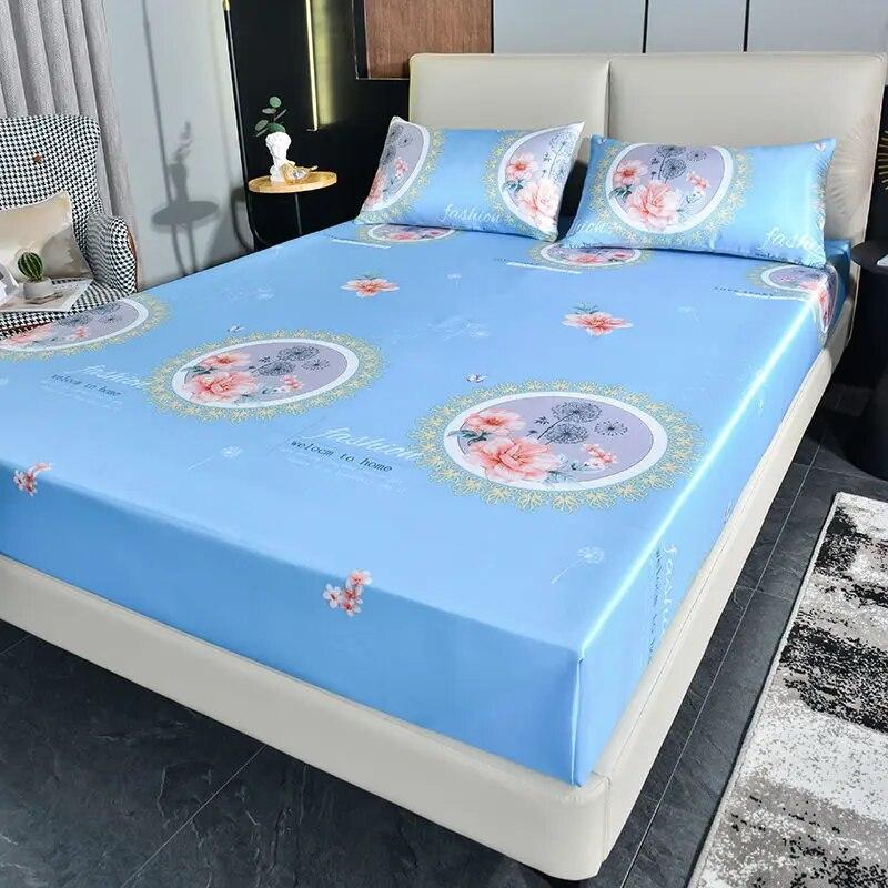 Home Luxury Mattress Cover Three-piece Double Household Bedspread Non-slip Washable Queen Size Bed Cover with Pillowcases