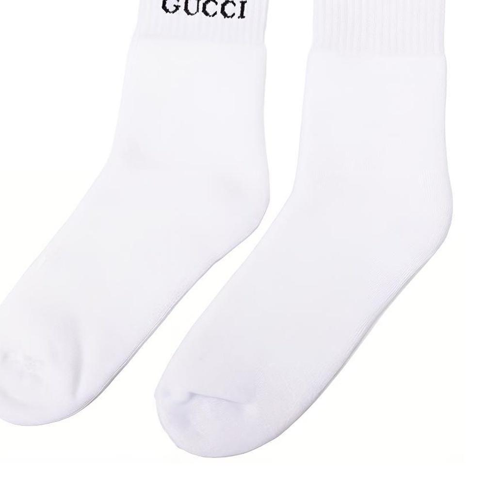 Gucci Logo-intarsia Cotton-Blend Socks 'White Black' Men's 496493-4G293-9000