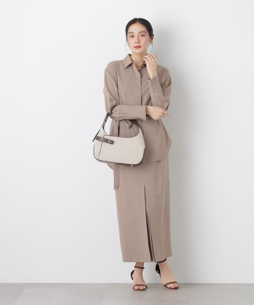 Nano Universe Turnlock Belt Canvas One-Handle Bag, Women's, F 040, Beige, 669-6132309