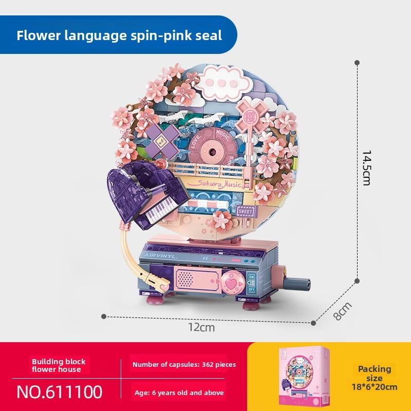 Flower Language Building Blocks With Music Playback For Girls And Kids Diy Toy Set