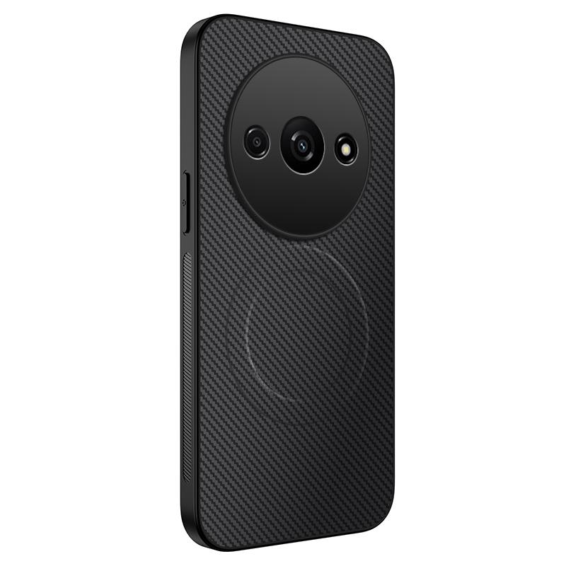 

For Xiaomi Redmi A3 4G Case Compatible with MagSafe WANLONFENG TQ Series Carbon Fiber Texture PC TPU Phone Cover Black