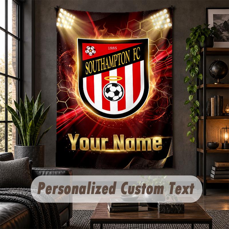 Arazzo da Parete Personalizzato, Testo Personalizzato Southampton FC, Tessuto Morbido Arte da Parete Per Decorazione Interna