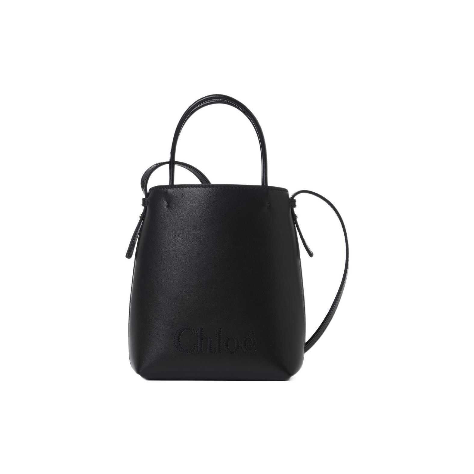 

Chloe Sense Embroidered Logo Adjustable Strap Shiny Calfskin Mini Handheld Shoulder Crossbody Bag Women Bags Black CHC23-UP873I10-001 Basic Set (Bag+Dust Bag)
