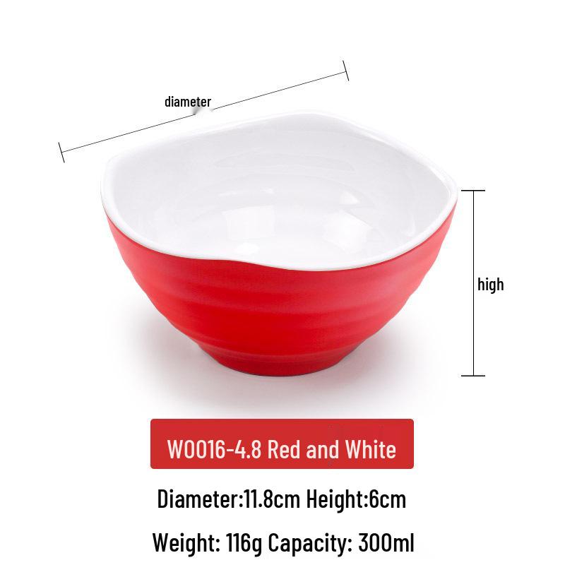 Melamine Imitation Porcelain Square Plastic Bowl for Restaurants and Hotels - Perfect for Fast Food, Barbecue, Bibimbap, and Desserts.