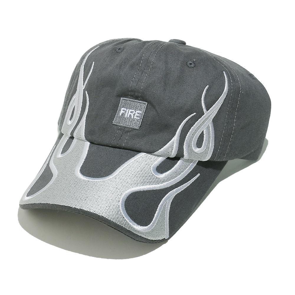 American hip hop heavy industry embroidery flame baseball cap American high street personality niche street hat cap