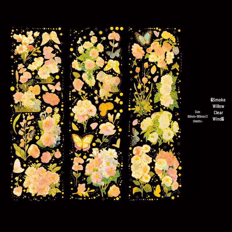 Zaomou 3D Gold Stamping Floral Language Stickers - Jinghong Retro Series for DIY Journals