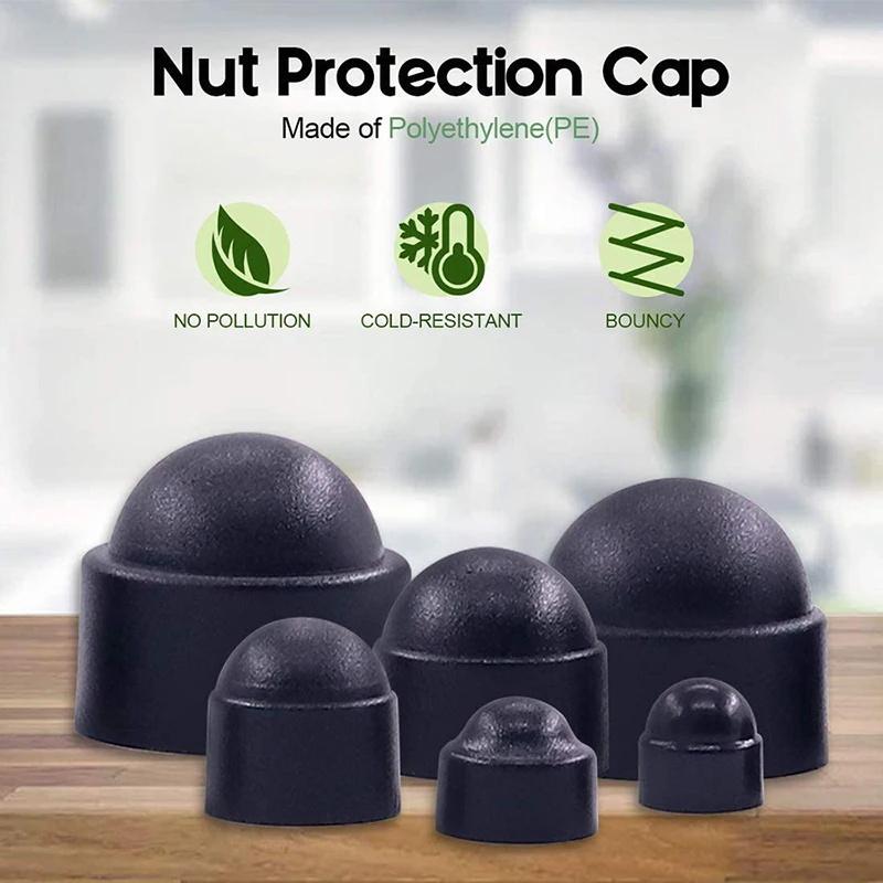 145 Pcs Hex Nut Bolt Cover Screw Cap M4-M12 Nylon Nut Dome Hex Cover Protective Hex Screw Bolt Set