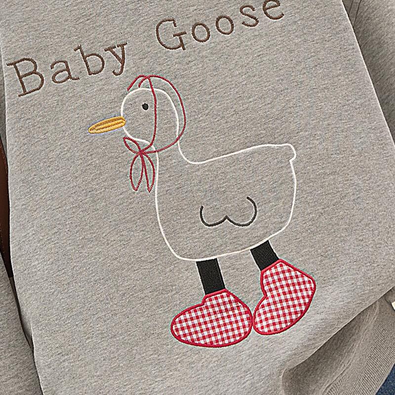 Damenmode Cartoon Ente Besticktes Plüsch-Sweatshirt