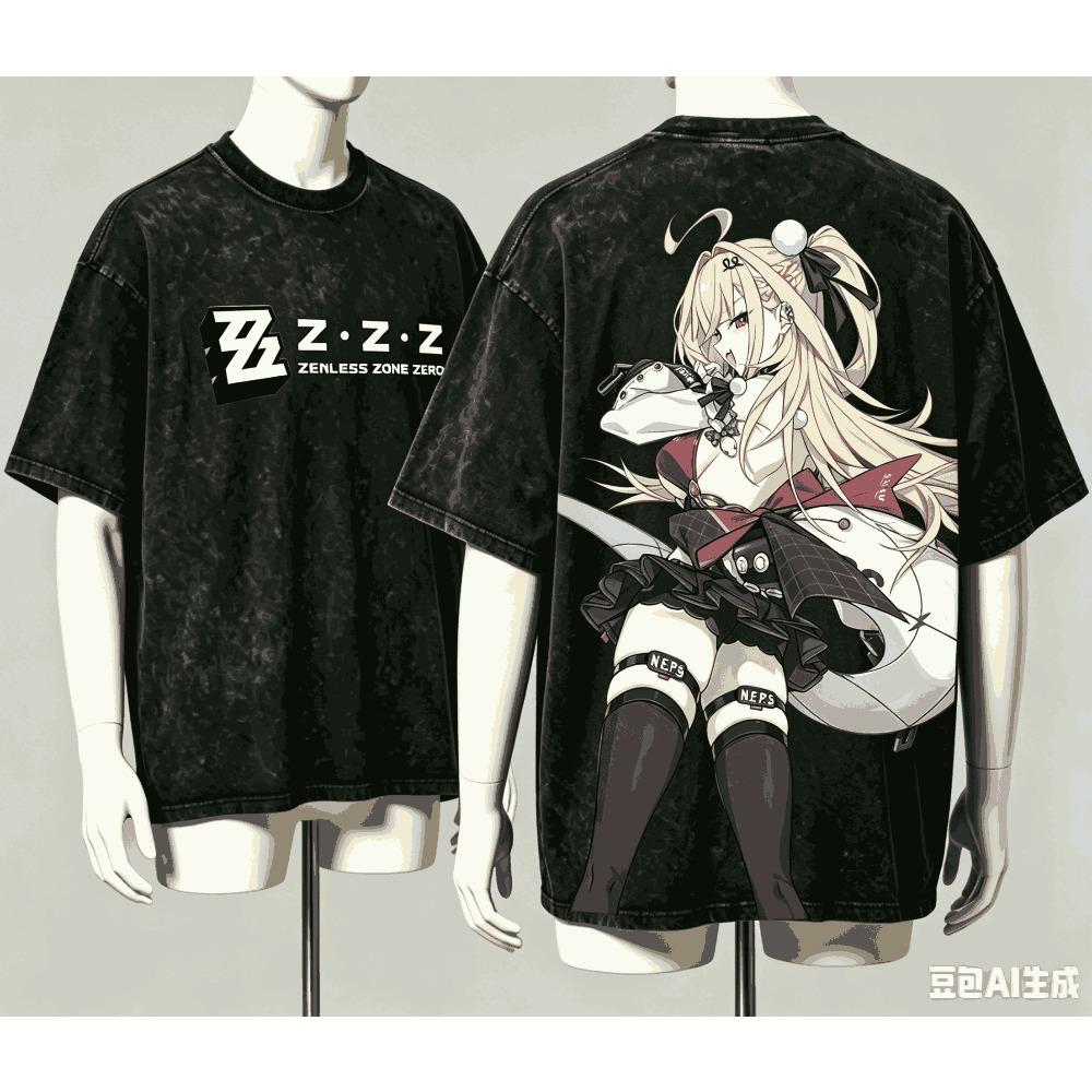 Zenless Zone Zero Washed T-shirt 2026 New Model personality Clothes shirt Year round clothing Retro Fashion Vintage Loose gift