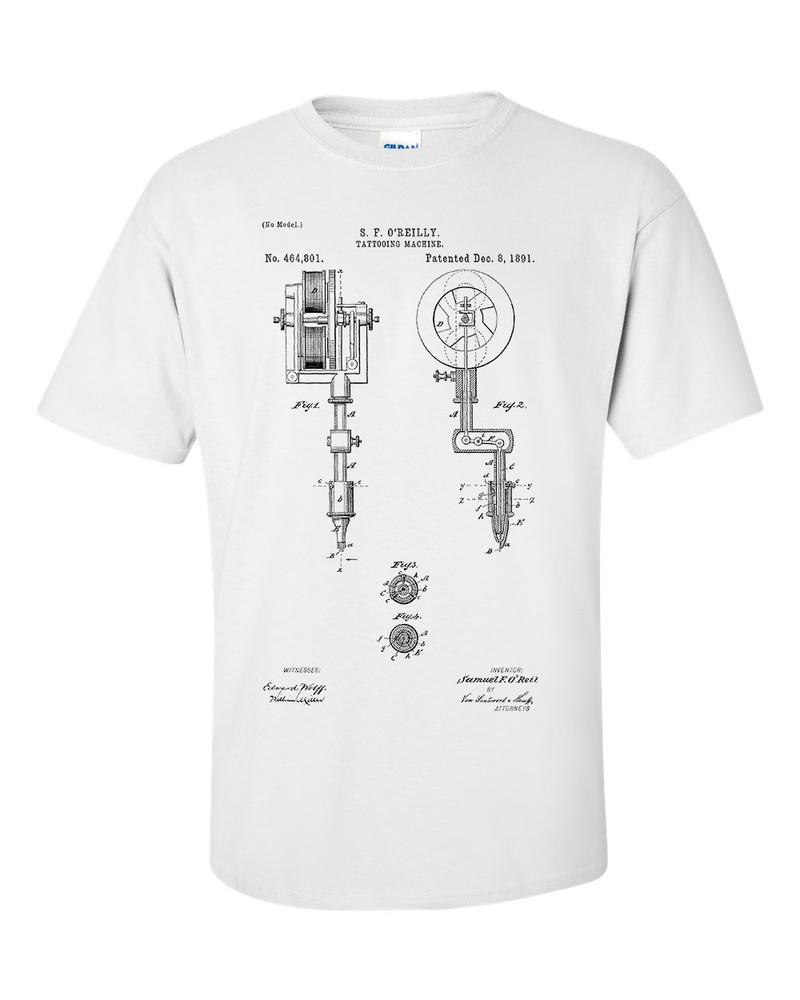 Tattoo Machine TShirt Patent Blueprint Tattooist Shirt 2XL