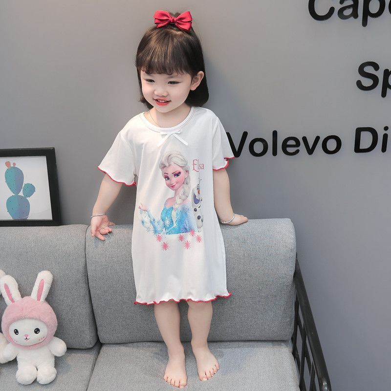 Girls Summer Lightweight Cooling Nightgown Ice Silk Princess Pajamas