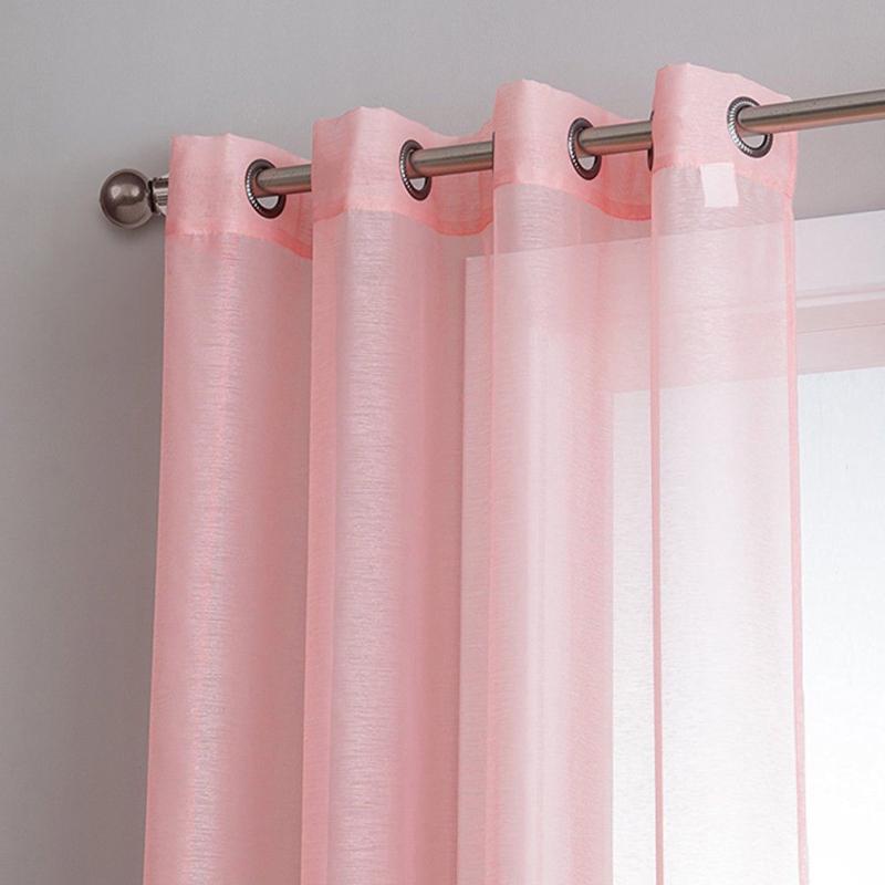 

Полупрозрачная однотонная штора с люверсами для украшения дома в гостиной 55X72 розовый