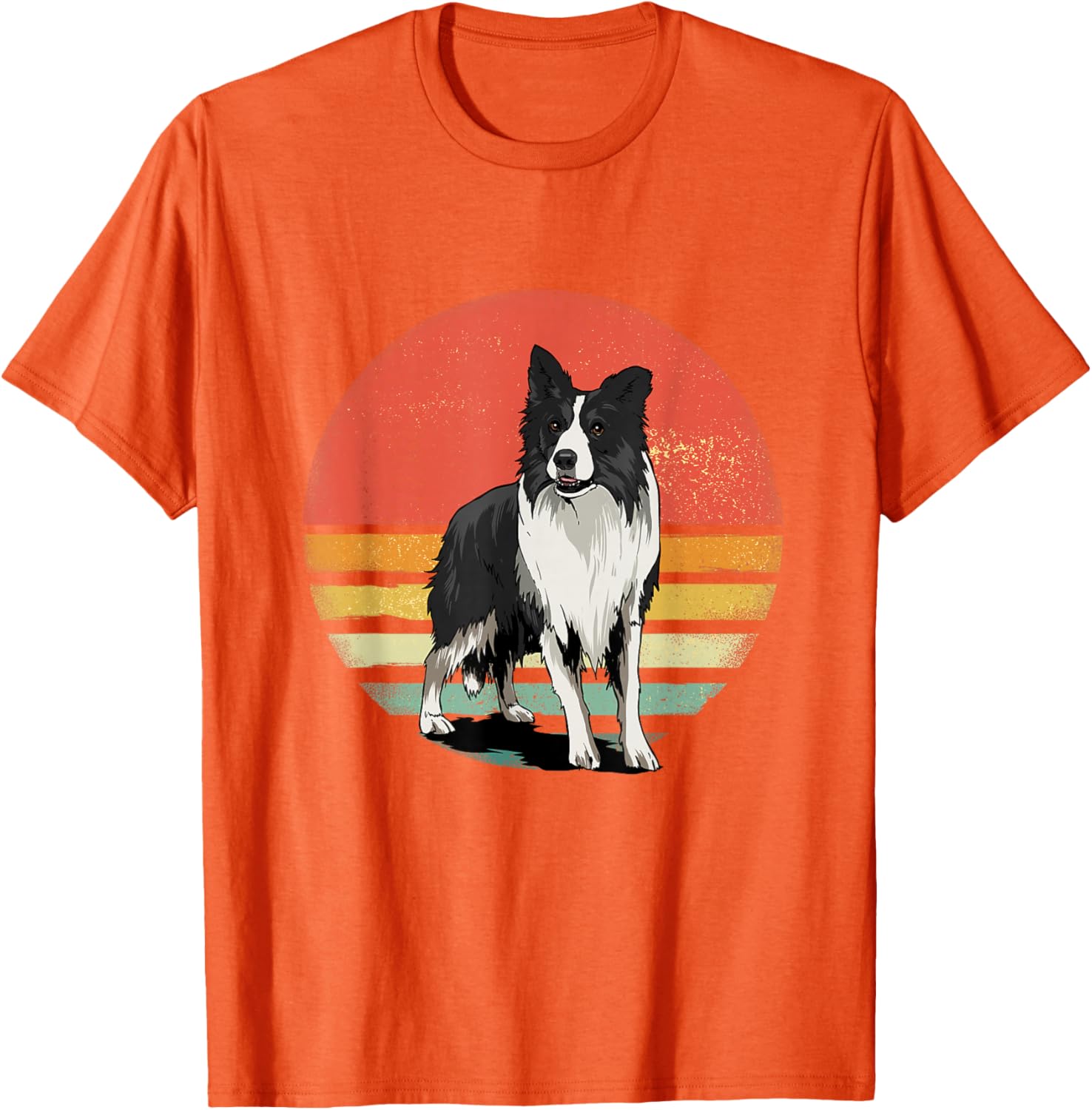 

Border Collie Retro Sunset Dog Lover Men s Graphic T-Shirt Casual Cotton Tee 4XL