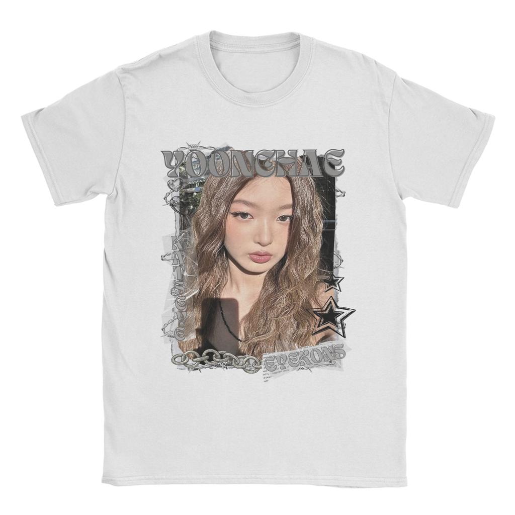 KATSEYE Yoonchae Kpop Y2K Group TShirts Unisex Casual Pure Cotton Tee Shirt Crew Neck Short Sleeve T Shirts Summer Clothes