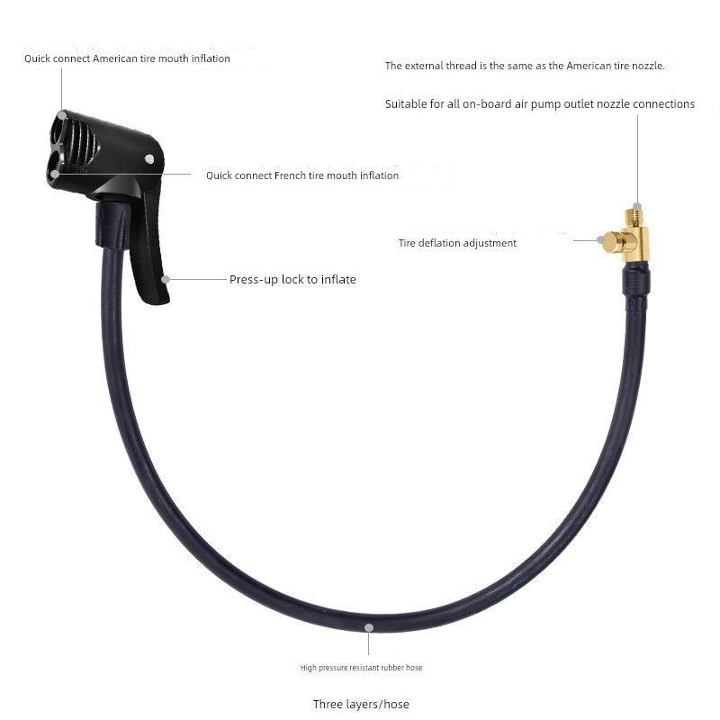 Car Air Pump Conversion Nozzle for American and French Standards, Suitable for Road Bikes, Portable Air Pump Adapter Hose