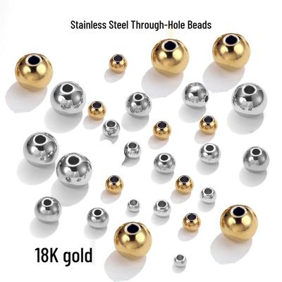 In-Stock Stainless Steel Round Spacer Beads: Hollow Beads for DIY Jewelry & Bracelets.