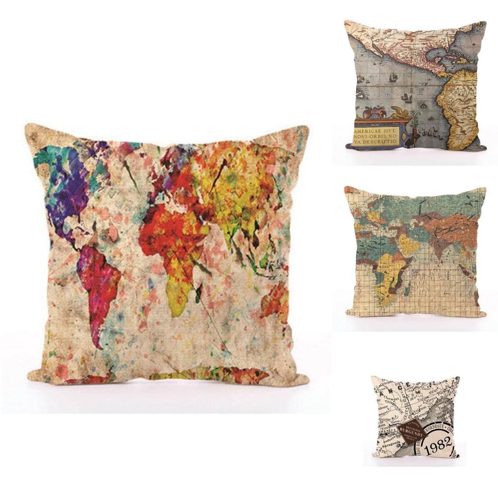 Hochwertiger Heimweltkarten-Druck Kissenbezug für elegante Sofadekoration