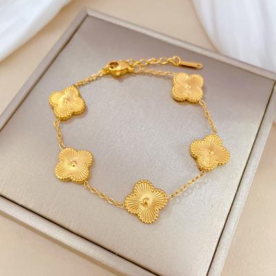 Personality Lucky Flower Pressing Grinding Temperament Lucky Minimalist Chain Bracelet Female Retro Girlfriend