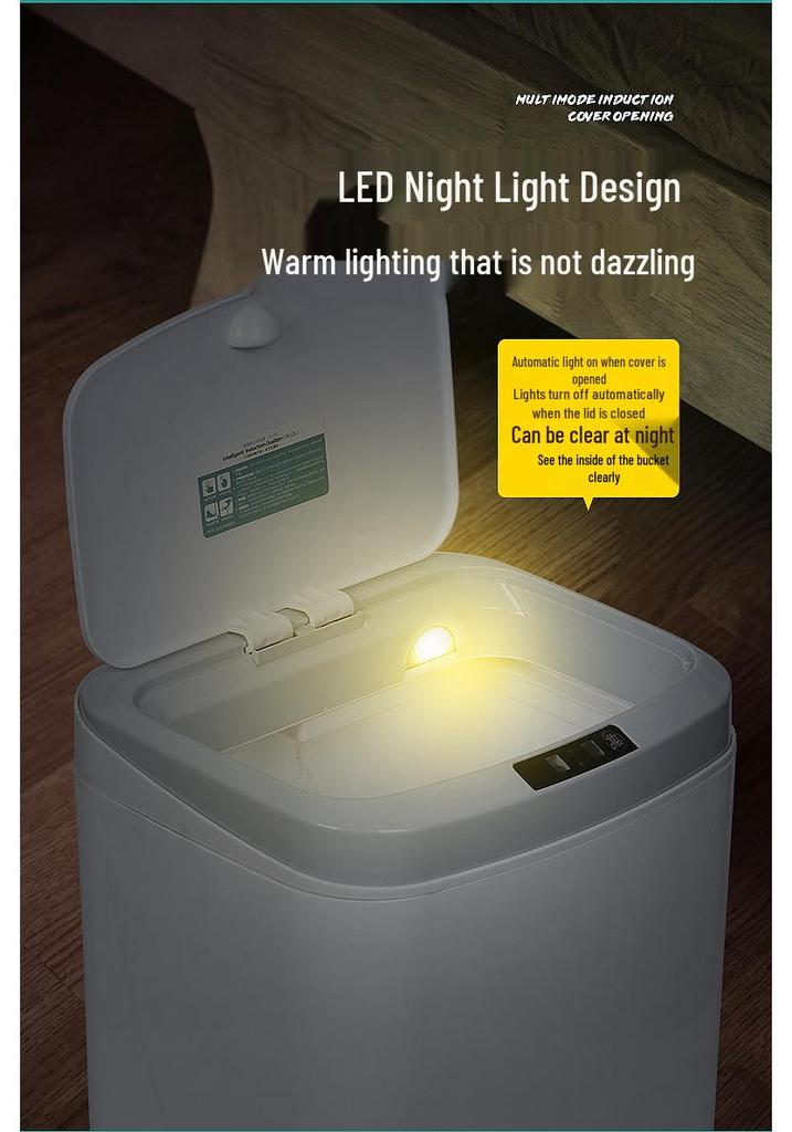 16L Smart Sensor Trash Can with Automatic Lid for Kitchen, Living Room, Bedroom, or Bathroom