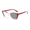 Retro Personality Color Blocked Cat Eyes Photochromic Women'S Reading Glasses Fashionable Neutral High-Quality Glasses