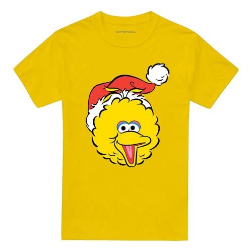Sesame Street Unisex Adult Big Bird Santa Hat Christmas T-Shirt