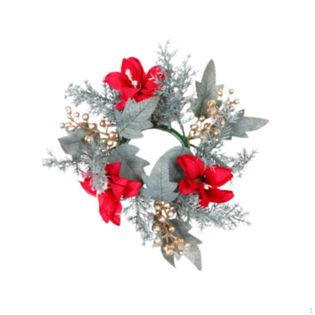 Christmas Candle Rings Wreath Inner Diameter 4" for Wedding Holiday Birthday Style A