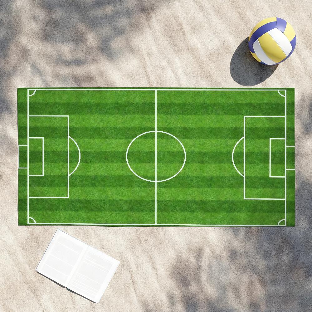 Druck Fußballfeld Handtuch Trocknen Badehandtuch Anwendbar für Leichtes Schwimmen Camping Yoga Strand Außen