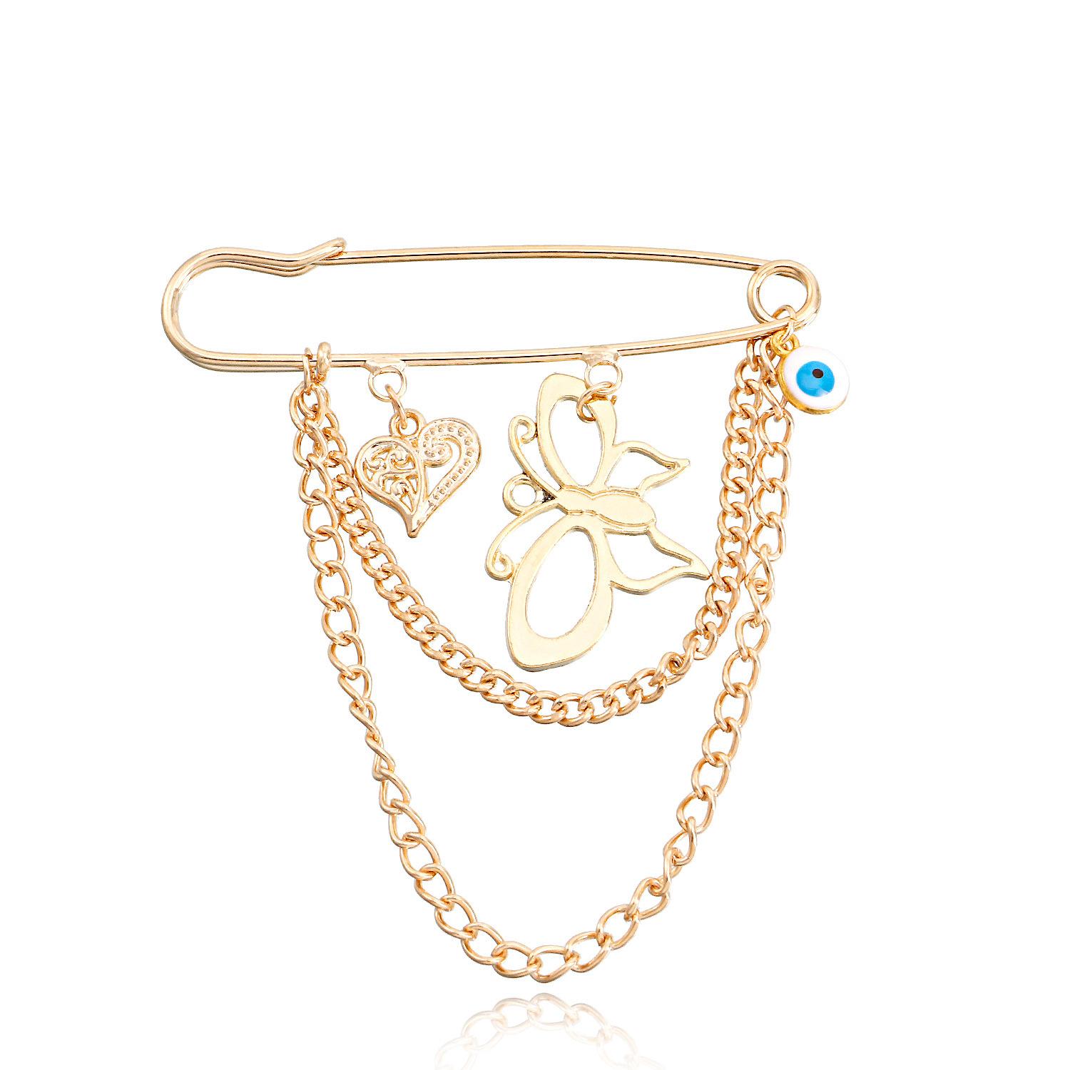 

European and American jewelry, punk hollow exaggerated butterfly fringed pendant brooch accessories women, geometric pin pendant золотий
