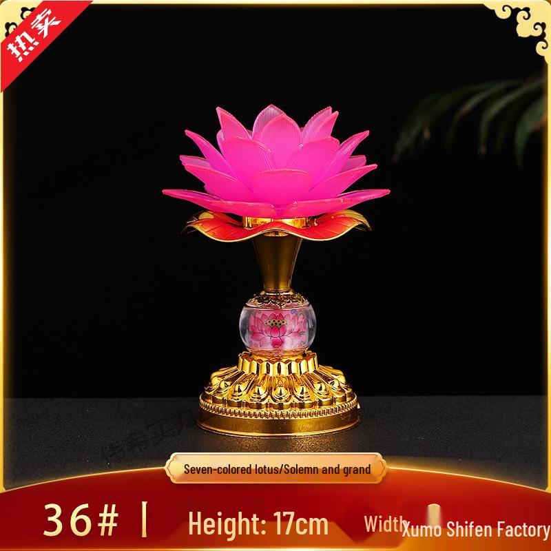 Seven-Color Lotus Bodhisattva Plug-in Offering Lamp for Buddha Hall, Year of the Horse.