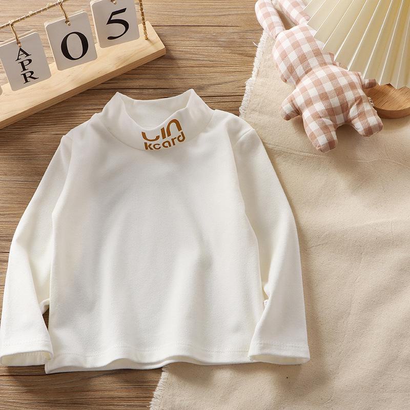 Kids' Velvet Elastic Warm High-Collar Long-Sleeve Tops for Boys and Girls