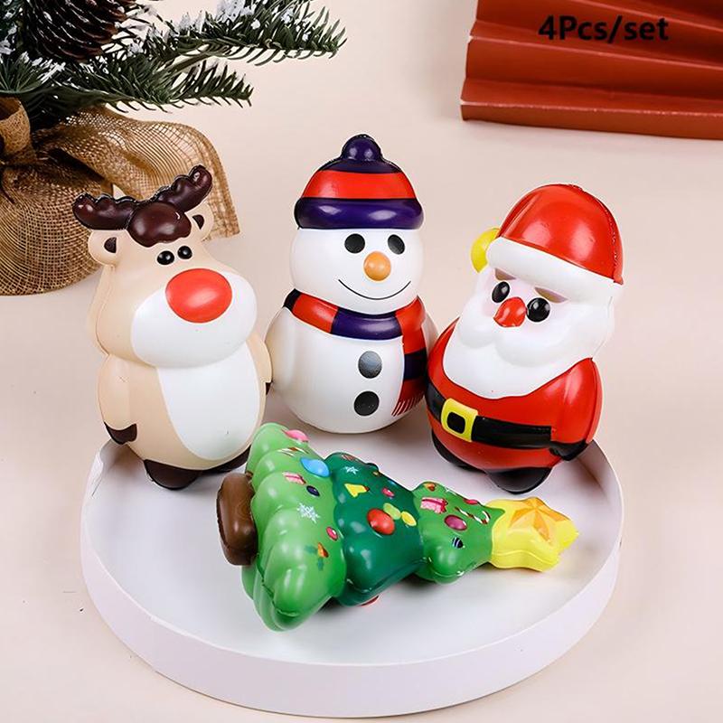 4Pcs Christmas Tree Santa Claus Elk Snowman Squeezy Toy Cute Cartoon Slow Rebound Soft Toys Stress Relife Toys Xmas Gifts