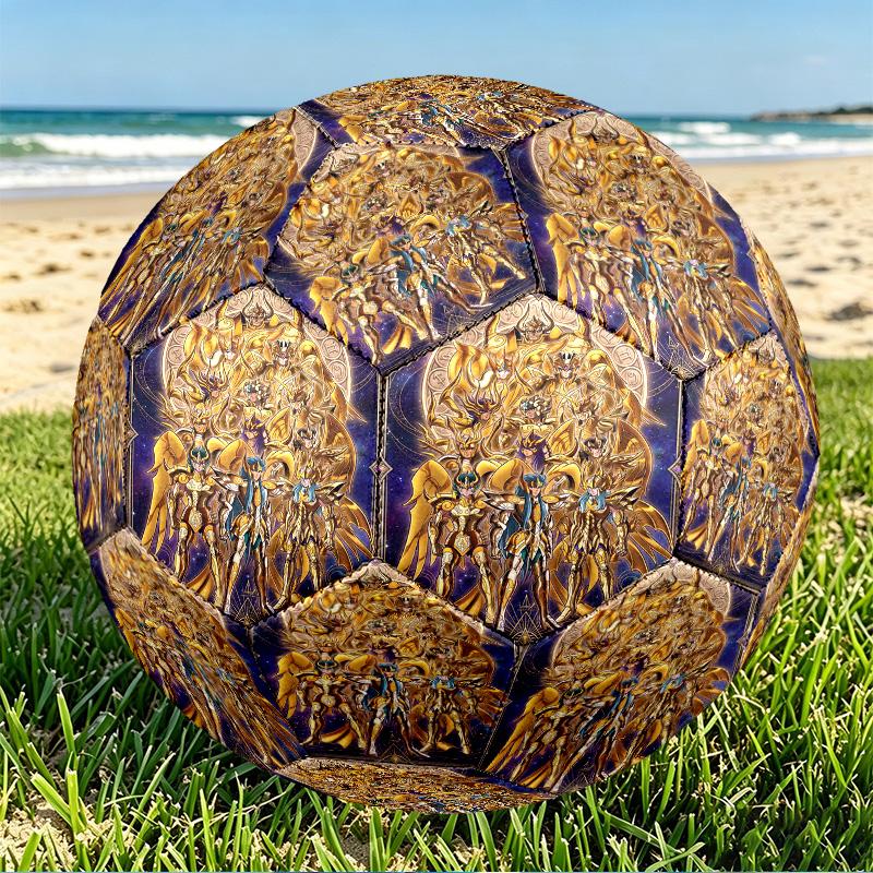 Saint Seiya Print Size 5 Soccer Ball, PU Wear Resistant Football for Match Training and Daily Practice, Birthday Gift for Soccer Fans