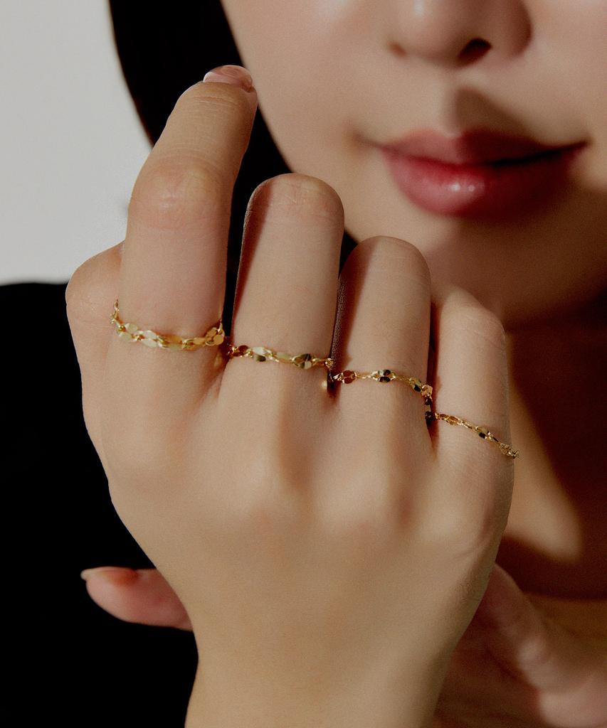 Helene Jewelry 14K Almond Chain Ring