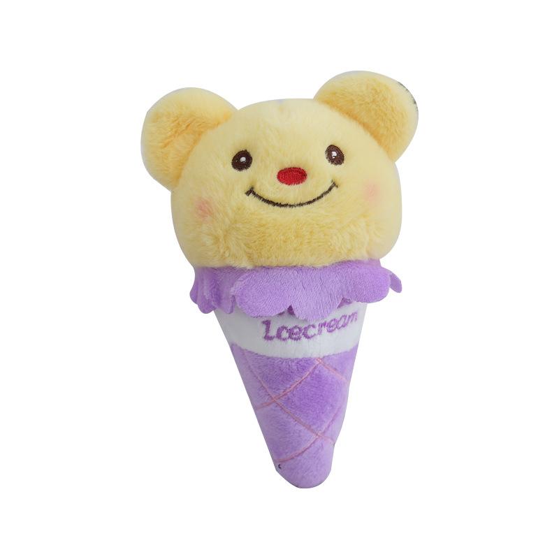 Fluffy Bear Plush Keychain Cute 15cm Ice Cream Cone Design Adorable Bag Charm