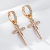 Luxury Cross Dangle Earrings For Women  Rose Gold Color With Natural Zircon Accessories Vintage Daily Fine Jewelry