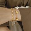 Trendy Titanium Steel Butterfly Double Layer Bracelet for Women - Hip Hop Fashion, Non-Fading, Versatile Jewelry