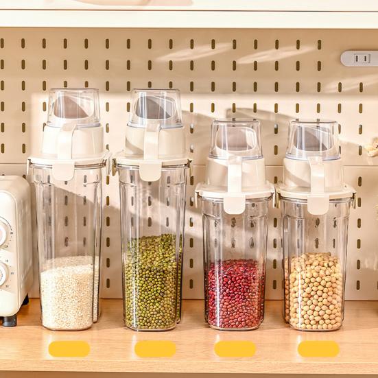 Reis-Aufbewahrungsbehälter Luftdichter Müsli-Spender mit ausgießbarem Ausguss und Messbecher-Deckel Kunststoff Vorratskammer Küchen-Organisation Behälter für Trockennahrung Mehl