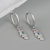 Luxury Metal Feather Earrings With Colored Stones And Zirconia High End Hoop Earrings For Women Elegant Jewelry